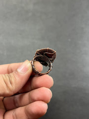 Stunning Mahogany Obsidian Ring Size 8 Copper Wire Wrapped