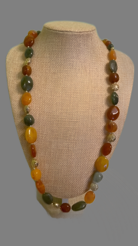 Long Gemstone Artisan Made Necklace