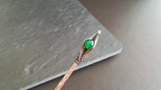 Green Agate hair stick, solid copper hair pin, hair accessory,