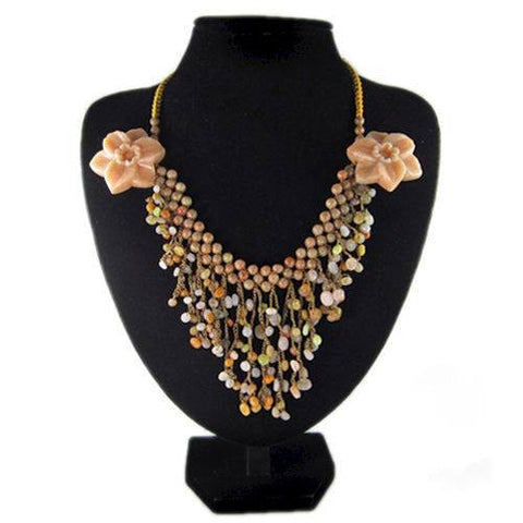 Flower Power Jasper Precious Stone Hand-crocheted Necklace