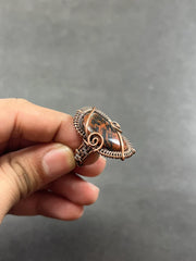 Stunning Mahogany Obsidian Ring Size 8 Copper Wire Wrapped